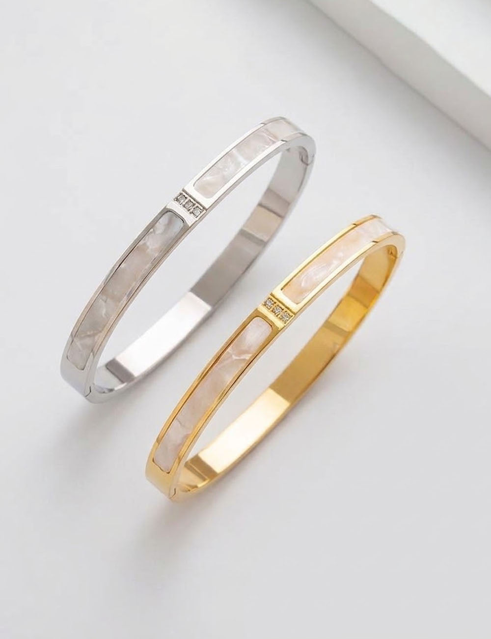 Lisa Olive Elegant Mother-of-Pearl Rhinestone Bangle Bracelet — image 1
