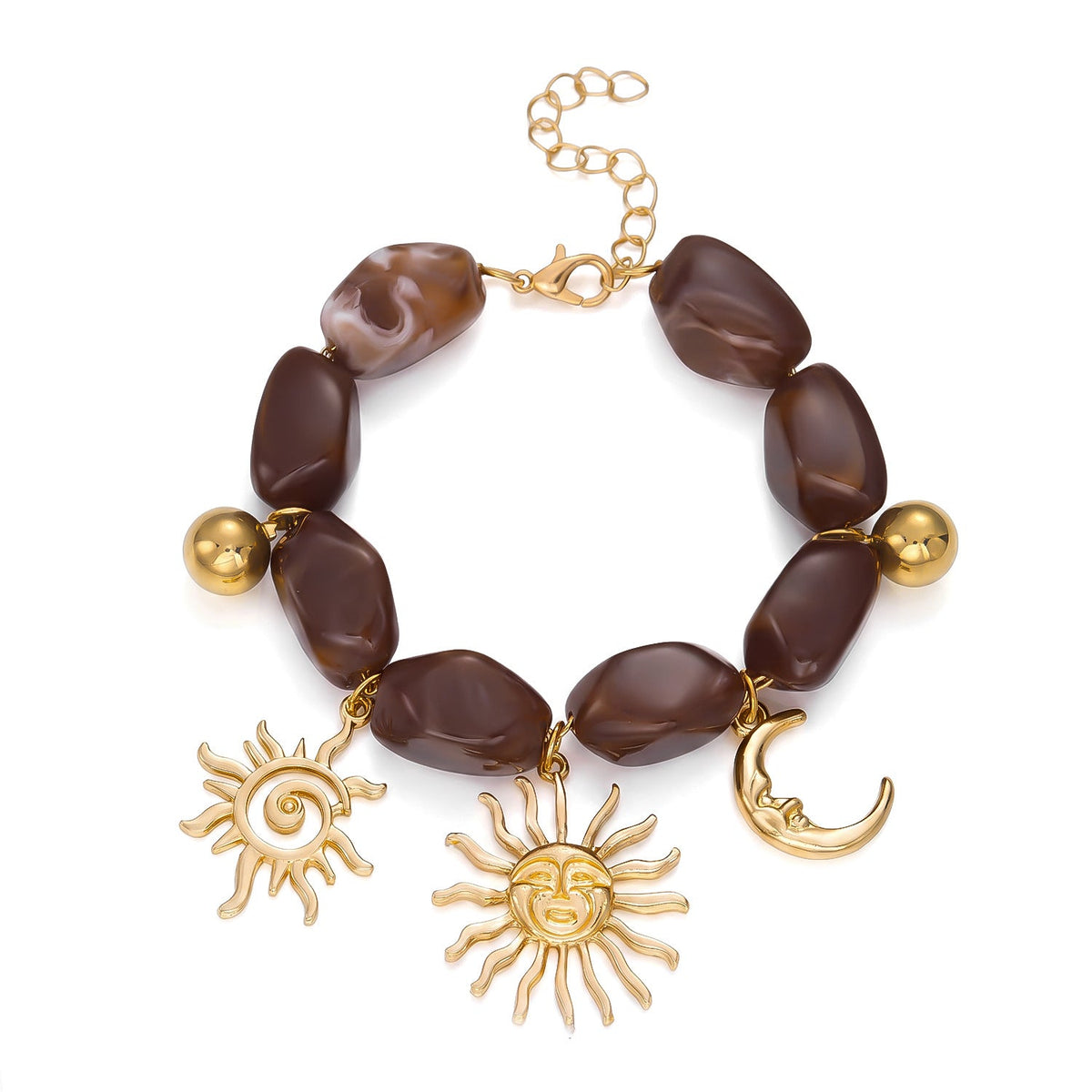 Lisa Olive Vintage Irregular Resin Beaded Sun Pendant Bracelet — image 7