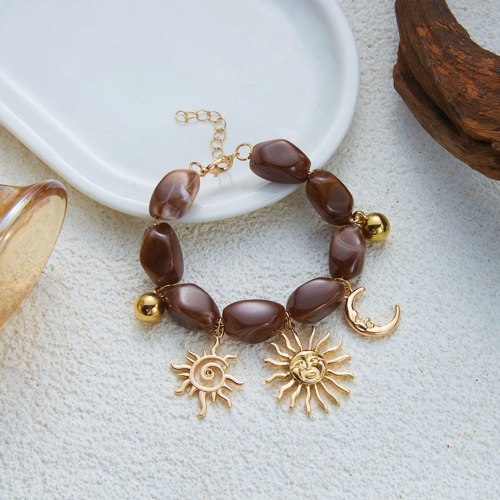 Lisa Olive Vintage Irregular Resin Beaded Sun Pendant Bracelet — image 6