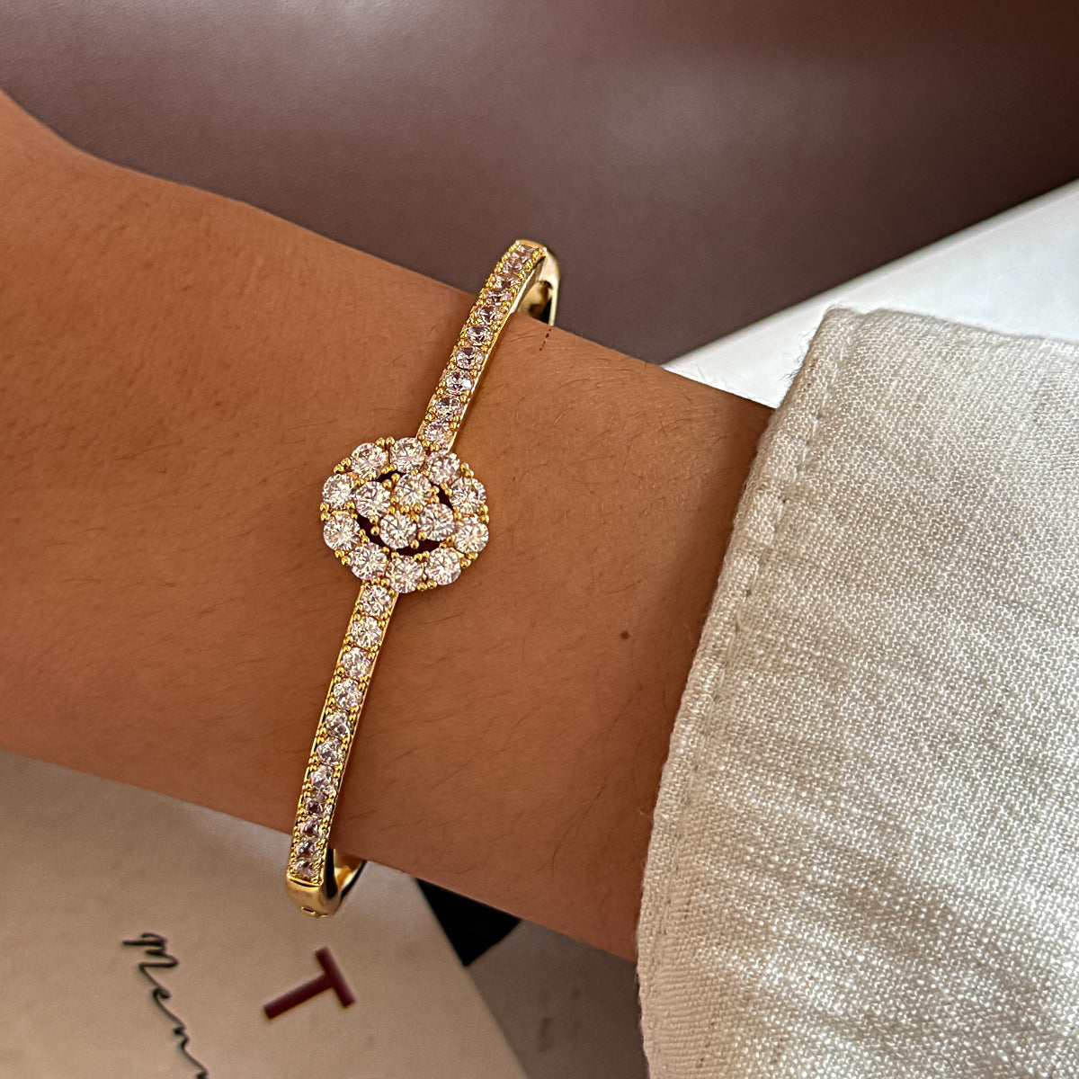 Lisa Olive Trendy Cubic Zirconia Gold Plated Chain Bracelet — image 5