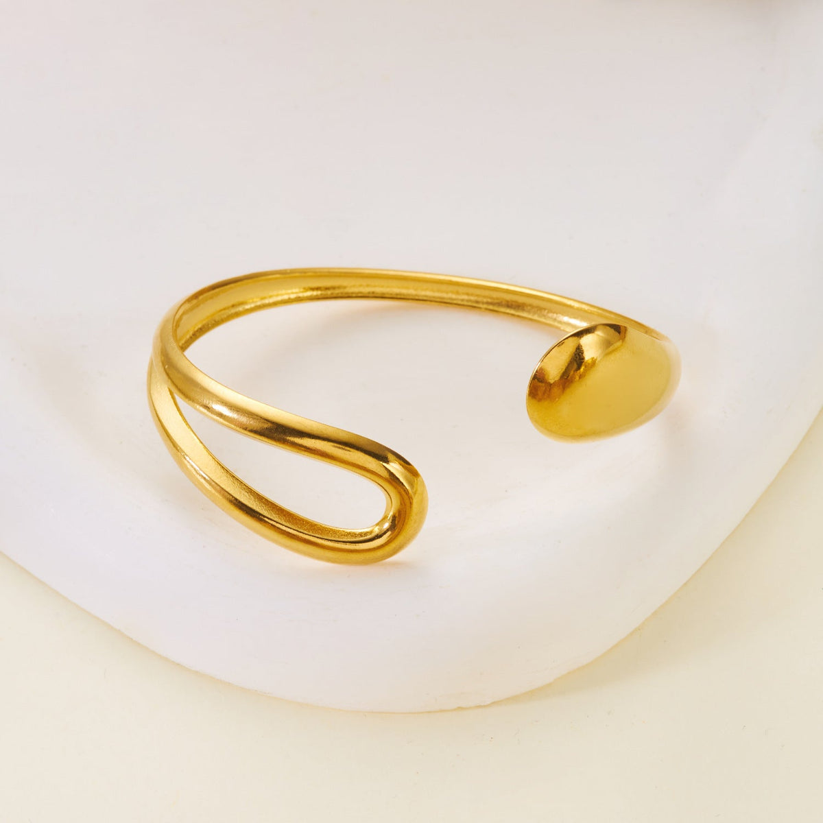Lisa Olive Vintage Feather Gold Plated Open Cuff Bracelet — image 3