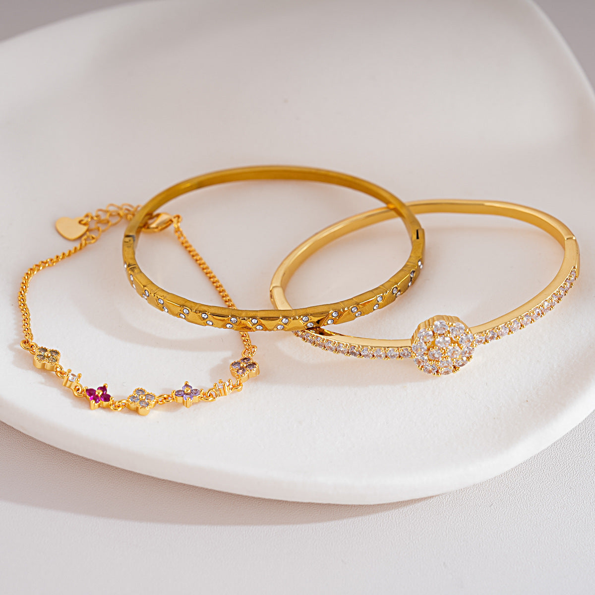 Lisa Olive Trendy Cubic Zirconia Gold Plated Chain Bracelet — image 2
