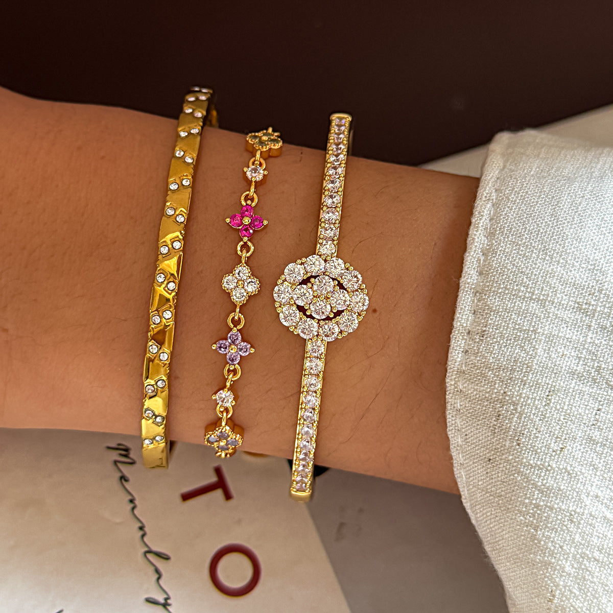 Lisa Olive Trendy Cubic Zirconia Gold Plated Chain Bracelet — image 6