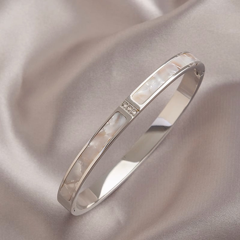 Lisa Olive Elegant Mother-of-Pearl Rhinestone Bangle Bracelet — image 3