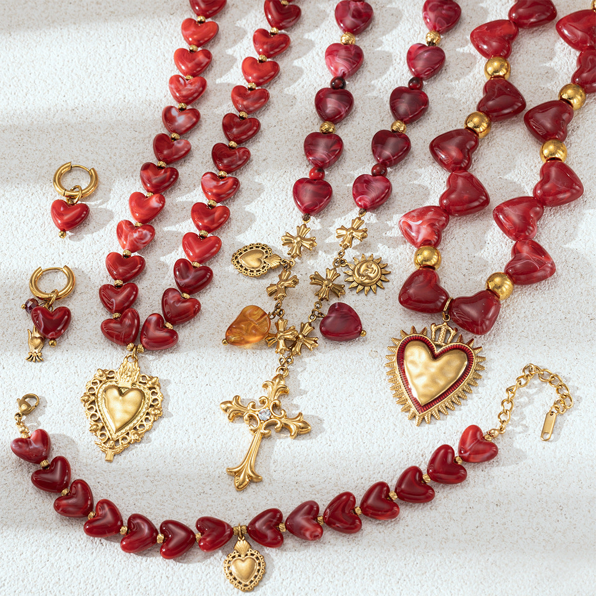Heart Bead Choker Necklace — necklace, view 2