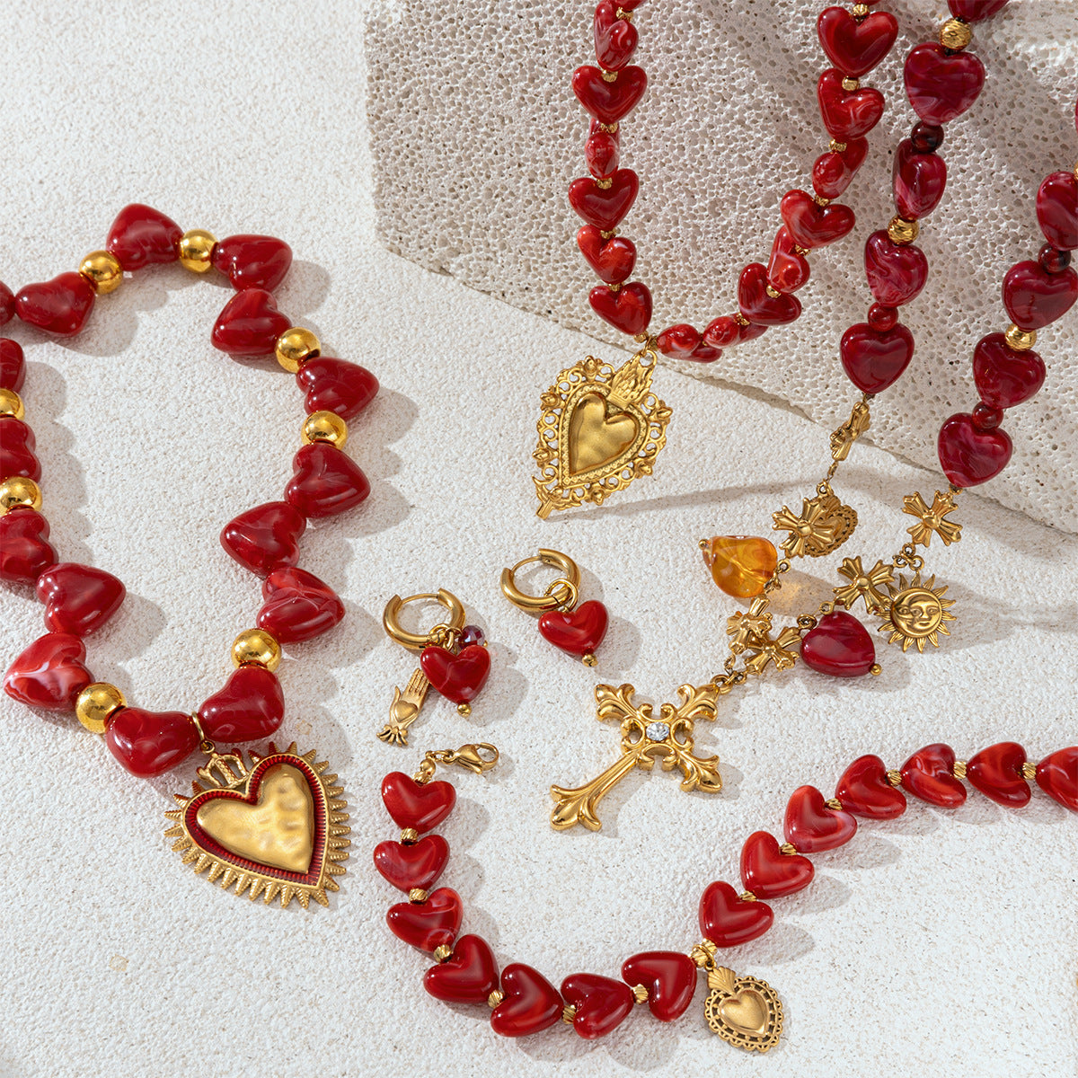 Heart Bead Choker Necklace — necklace, view 3
