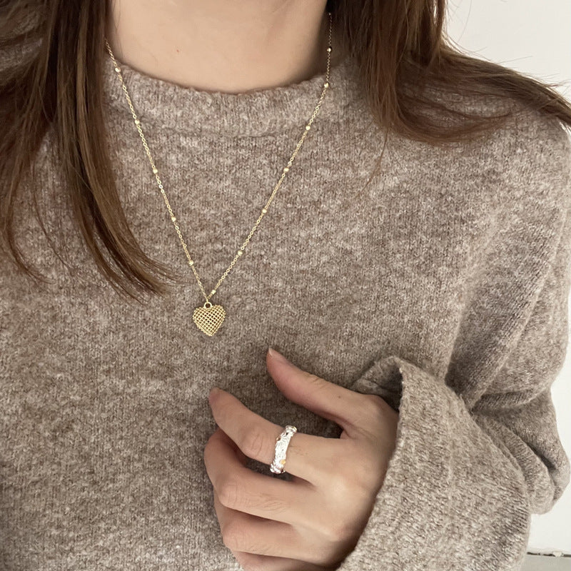 Soft Hollow Heart Pendant Necklace — necklace, view 2