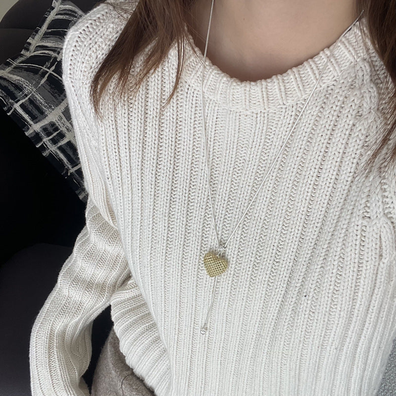 Soft Hollow Heart Pendant Necklace — necklace, view 3