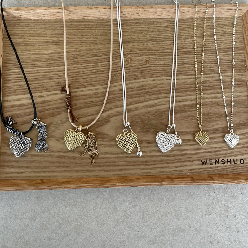 Soft Hollow Heart Pendant Necklace — necklace, view 4