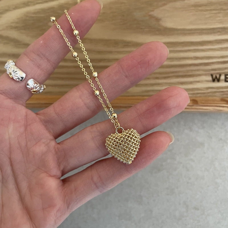 Soft Hollow Heart Pendant Necklace — necklace, view 6