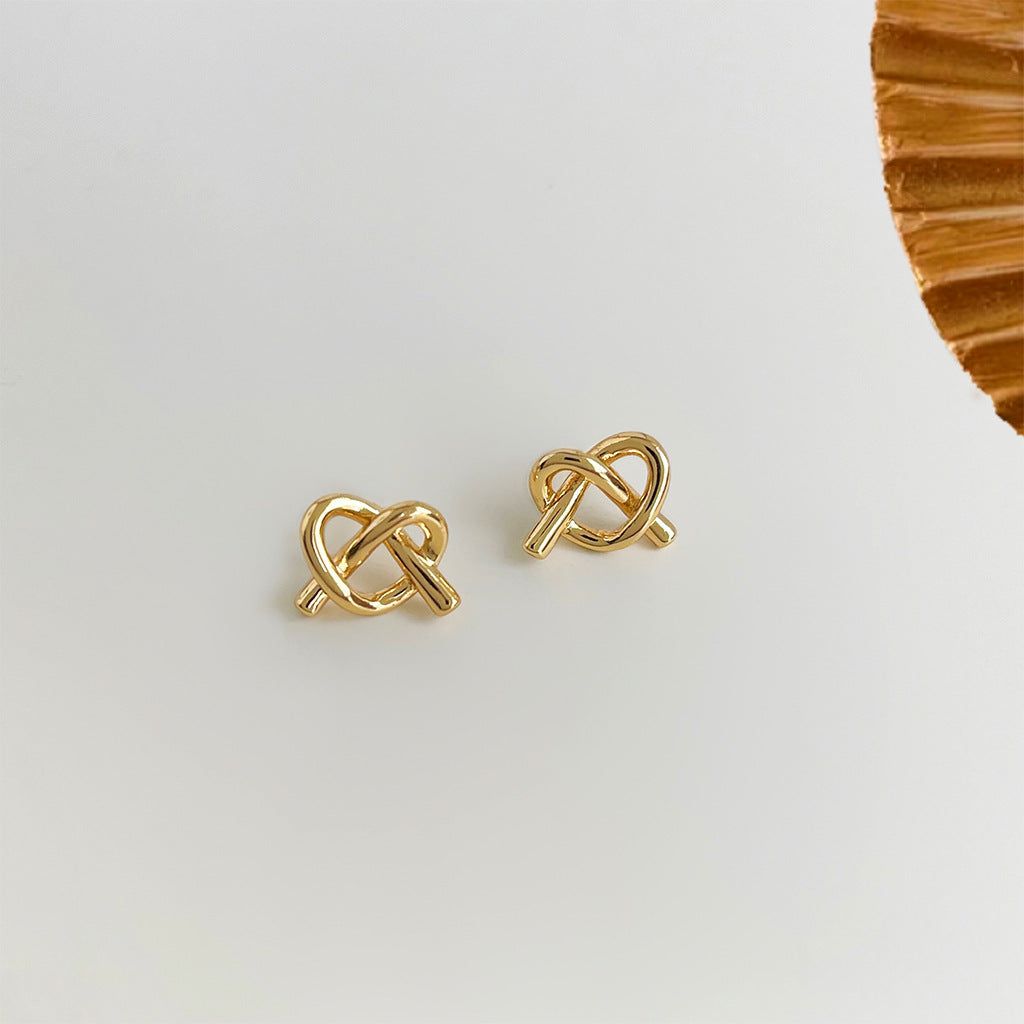 Minimalist Heart-Knot Studs — earrings, view 2