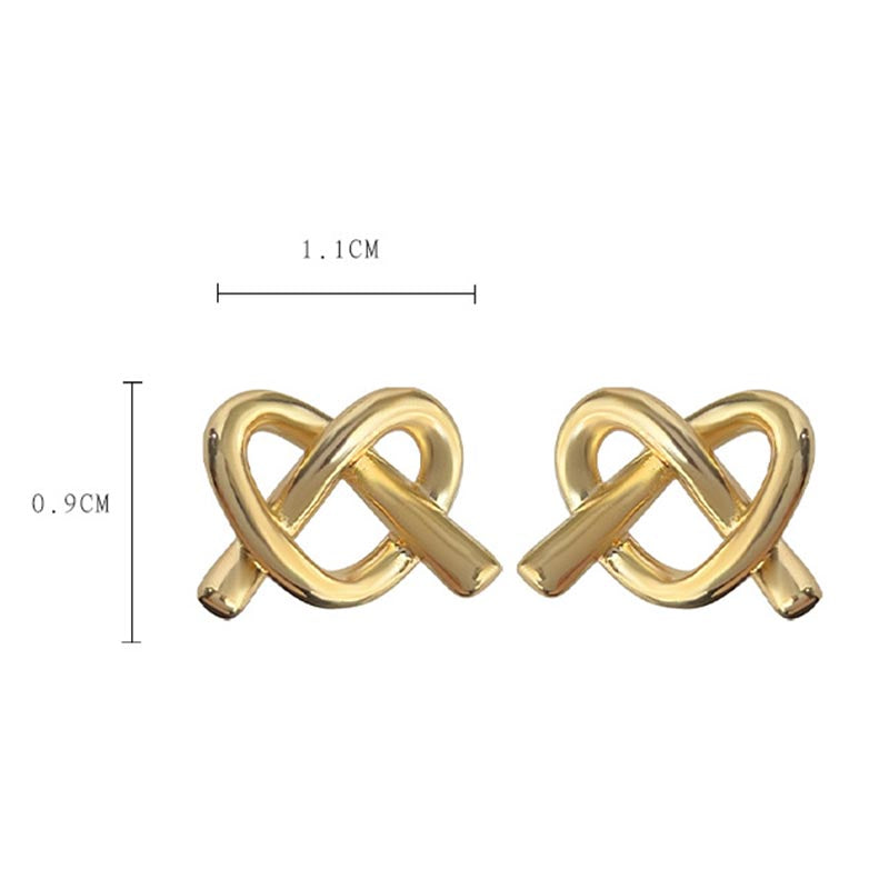 Minimalist Heart-Knot Studs — earrings, view 4