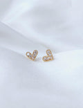Mini Zircon Heart Studs — gold earrings