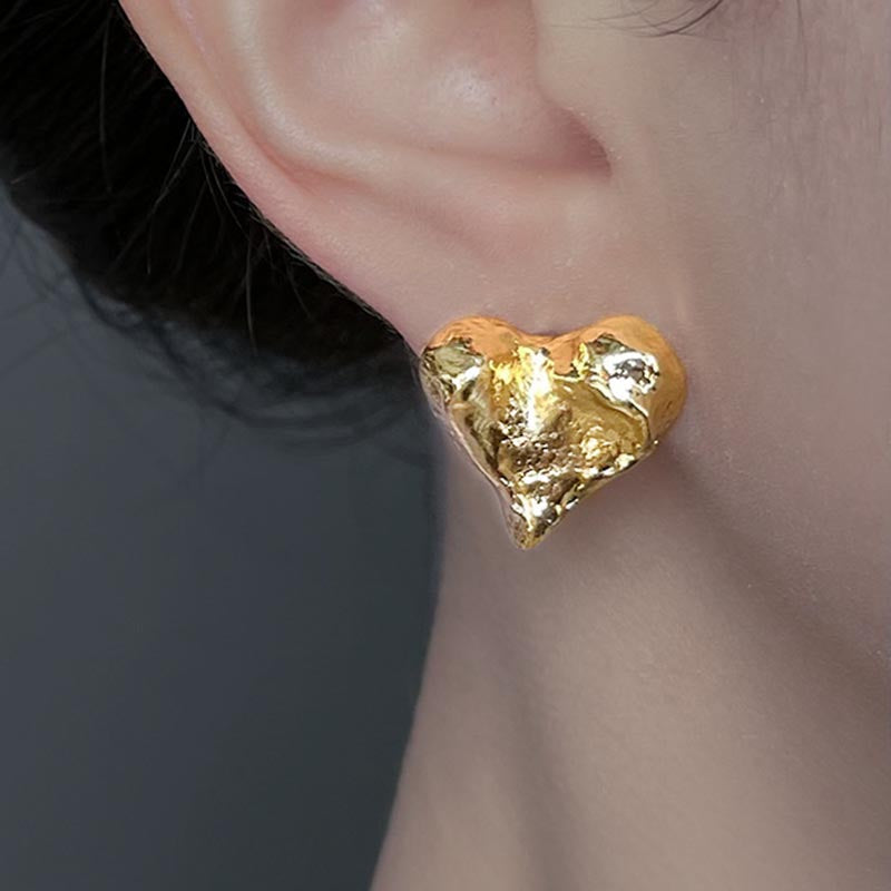 Molten Heart Stud Earrings — earrings, view 4