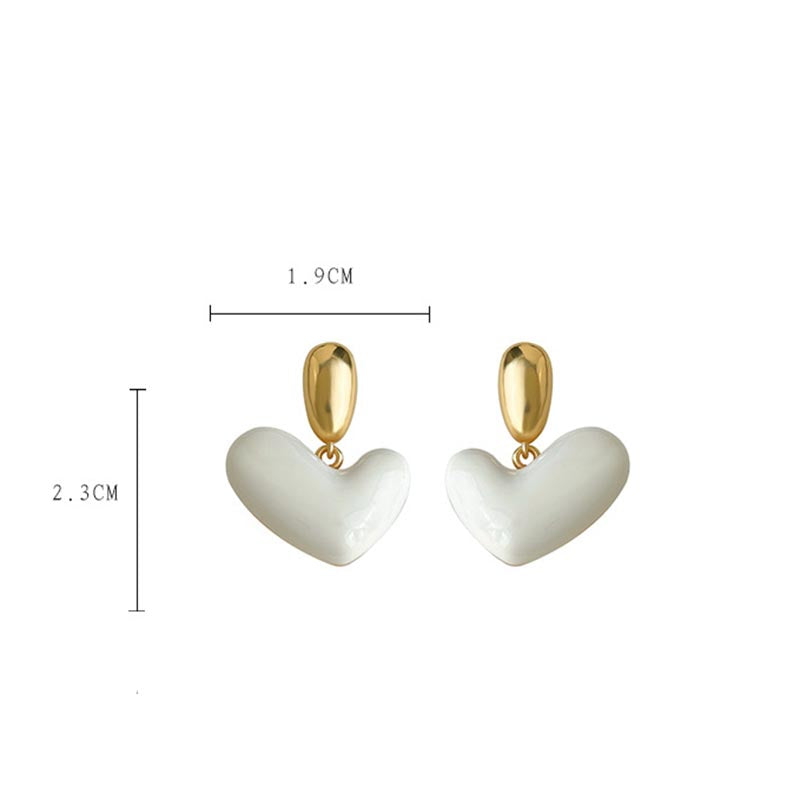 Puffy Heart Drop Earrings — white earrings, view 4