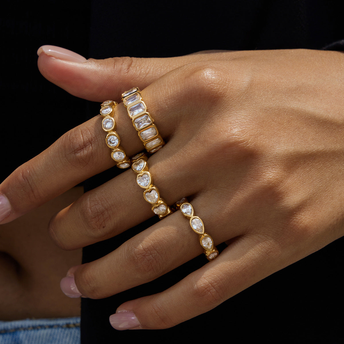 Heart-Shaped Layered Zirconia Ring — ring, view 3