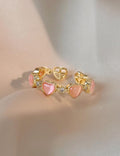 Cat's Eye Heart Open Ring — gold ring