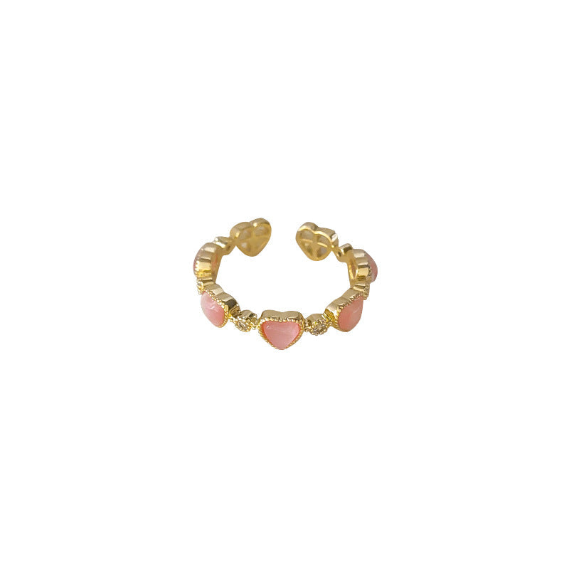 Cat's Eye Heart Open Ring — gold ring, view 6