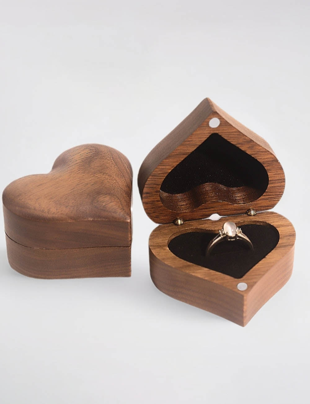 Heart-Shaped Wooden Ring Box — ring