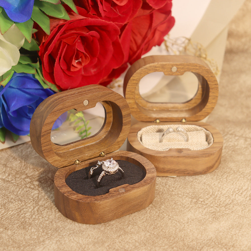 Oval Walnut Wood Ring Box — ring, view 2