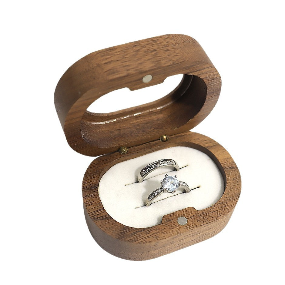 Oval Walnut Wood Ring Box — ring, view 4