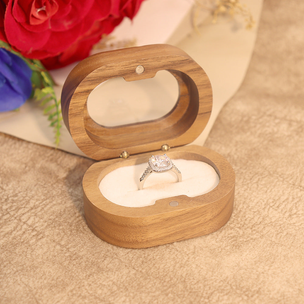 Oval Walnut Wood Ring Box — ring, view 5