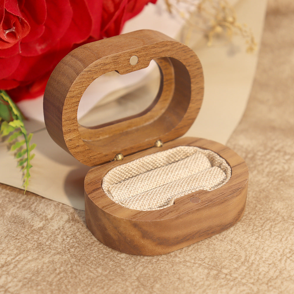 Oval Walnut Wood Ring Box — ring, view 11