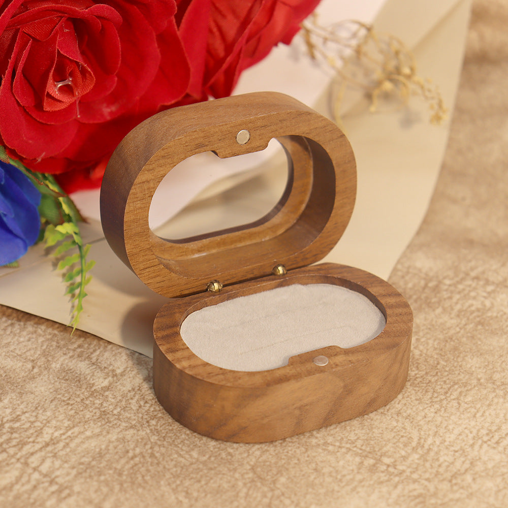 Oval Walnut Wood Ring Box — ring, view 15