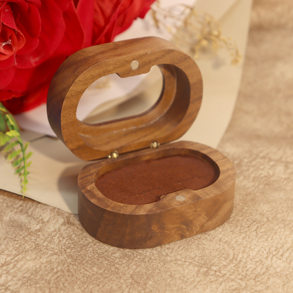 Oval Walnut Wood Ring Box — ring, view 17