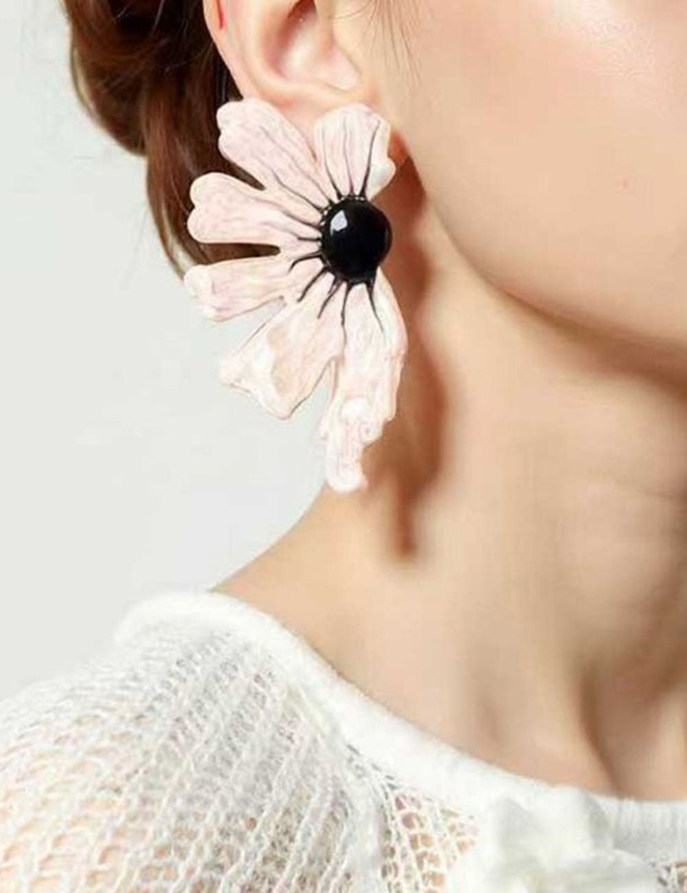Ivory Floral Petal Studs — ivory earrings