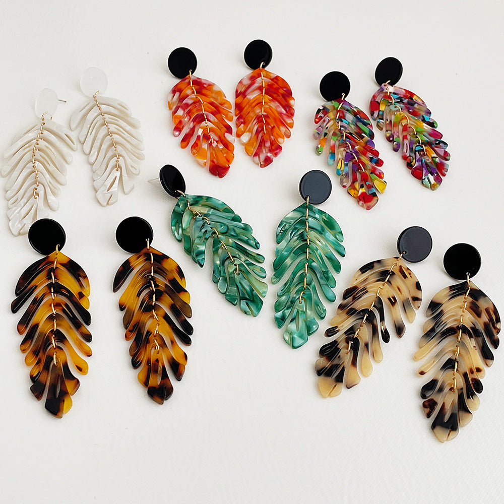 Leaf Tassel Dangle Earrings — earrings, view 3