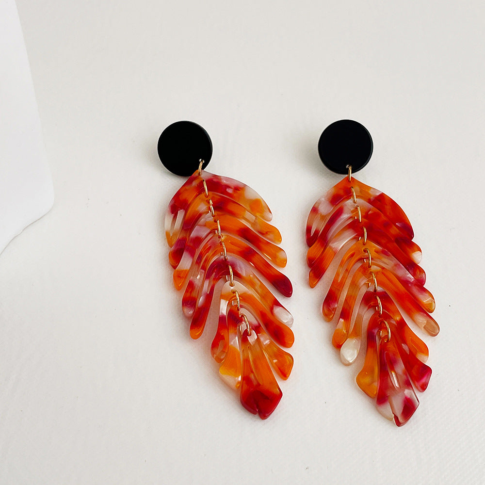 Leaf Tassel Dangle Earrings — earrings, view 5