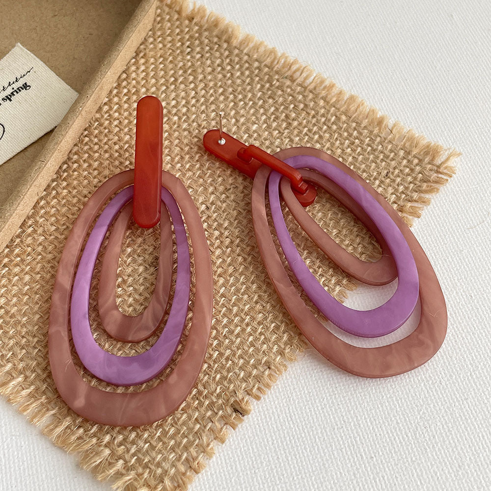 Multi-Layer Oval Resin Earrings — earrings, view 4
