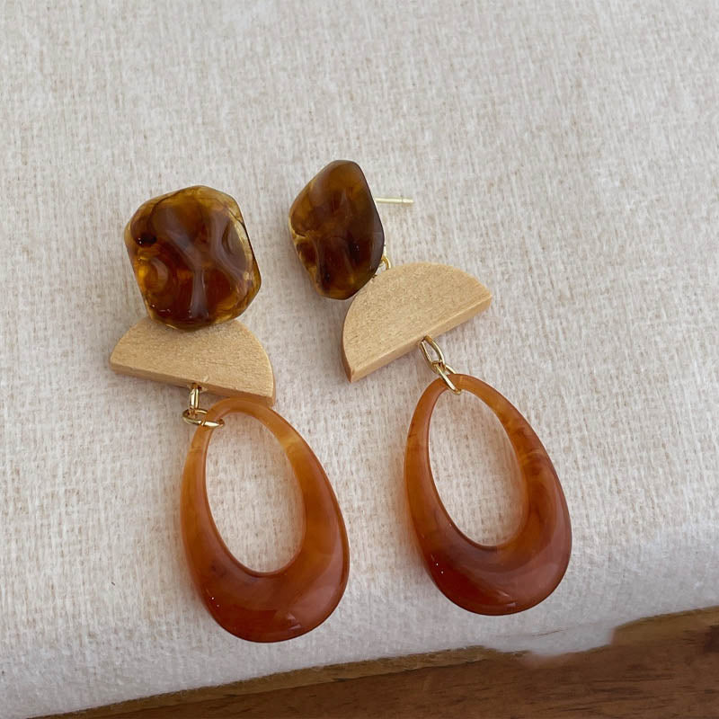 Acrylic Oval Pendant Dangle Earrings — earrings, view 2