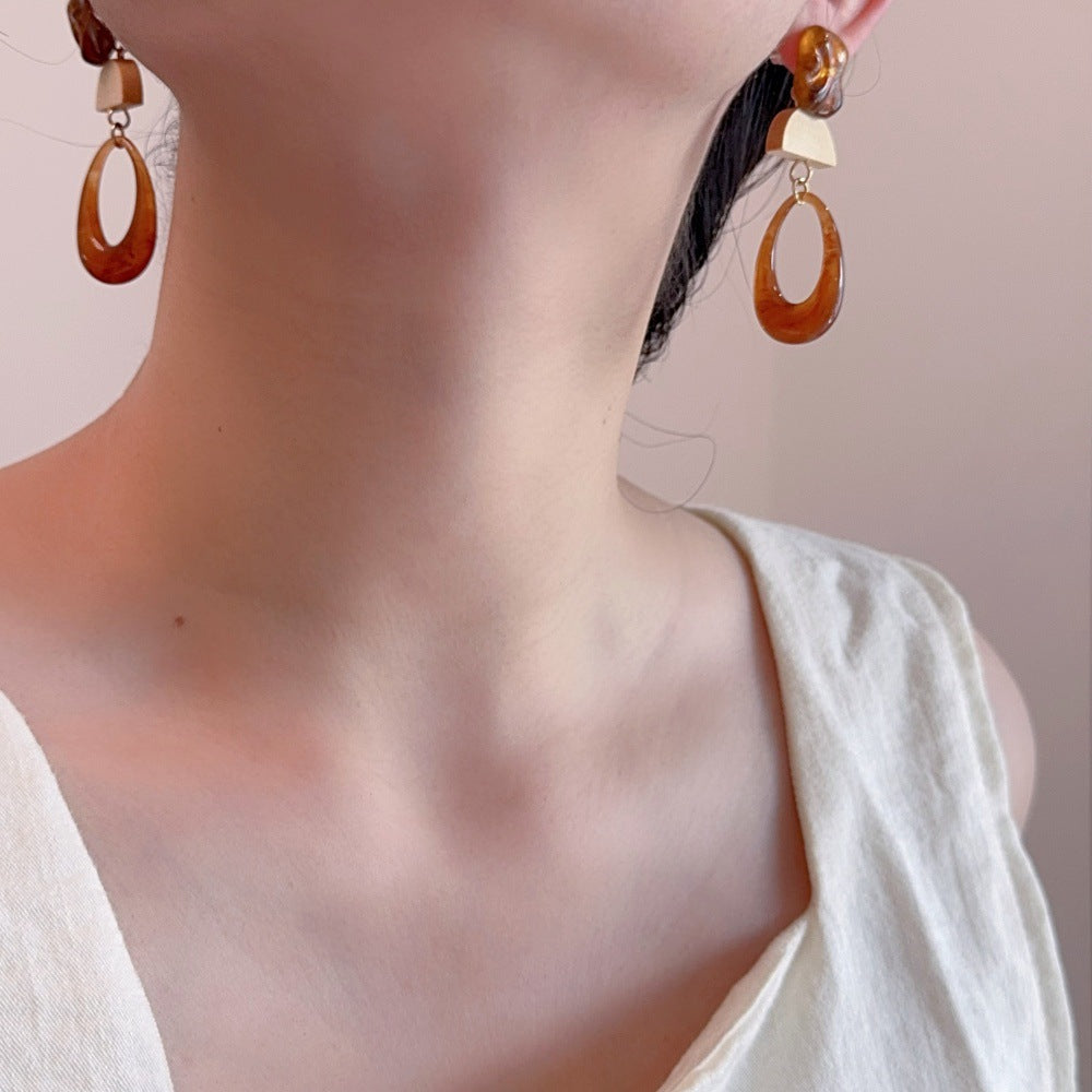 Acrylic Oval Pendant Dangle Earrings — earrings, view 4