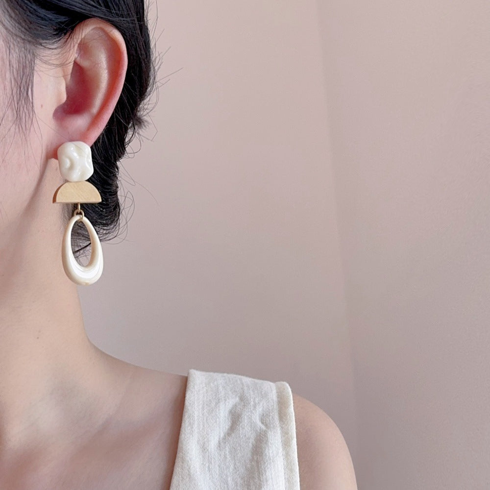 Acrylic Oval Pendant Dangle Earrings — earrings, view 7