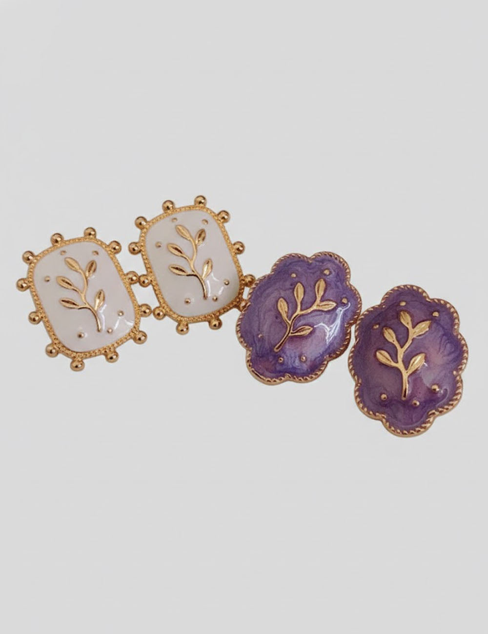 Square Flower Enamel Stud Earrings — earrings