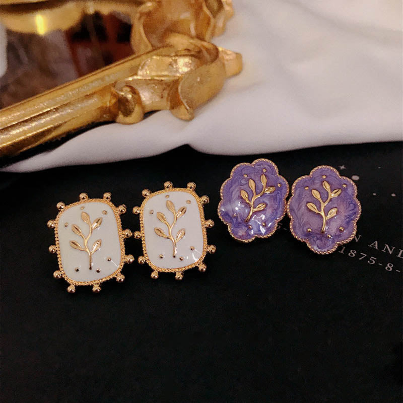 Square Flower Enamel Stud Earrings — earrings, view 5