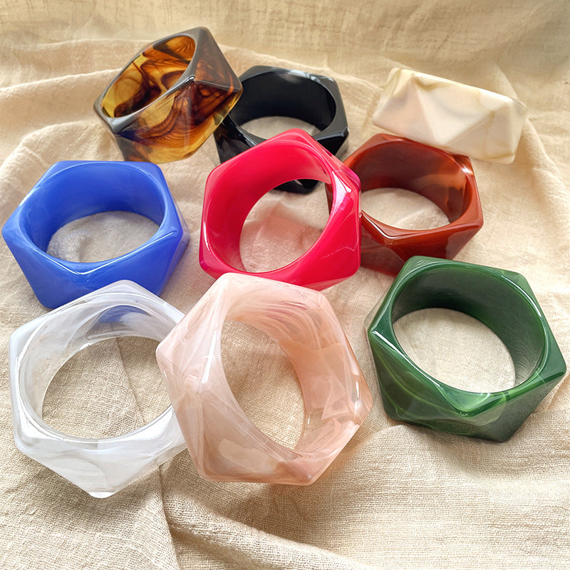 Geometric Faceted Acrylic Bangle — bracelet, view 2