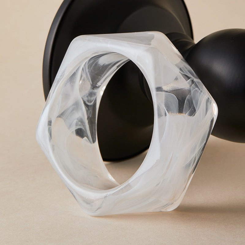Geometric Faceted Acrylic Bangle — bracelet, view 3