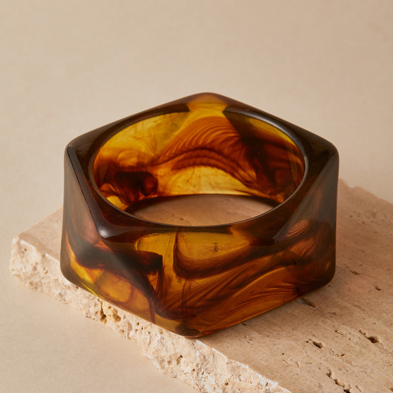 Geometric Faceted Acrylic Bangle — bracelet, view 6