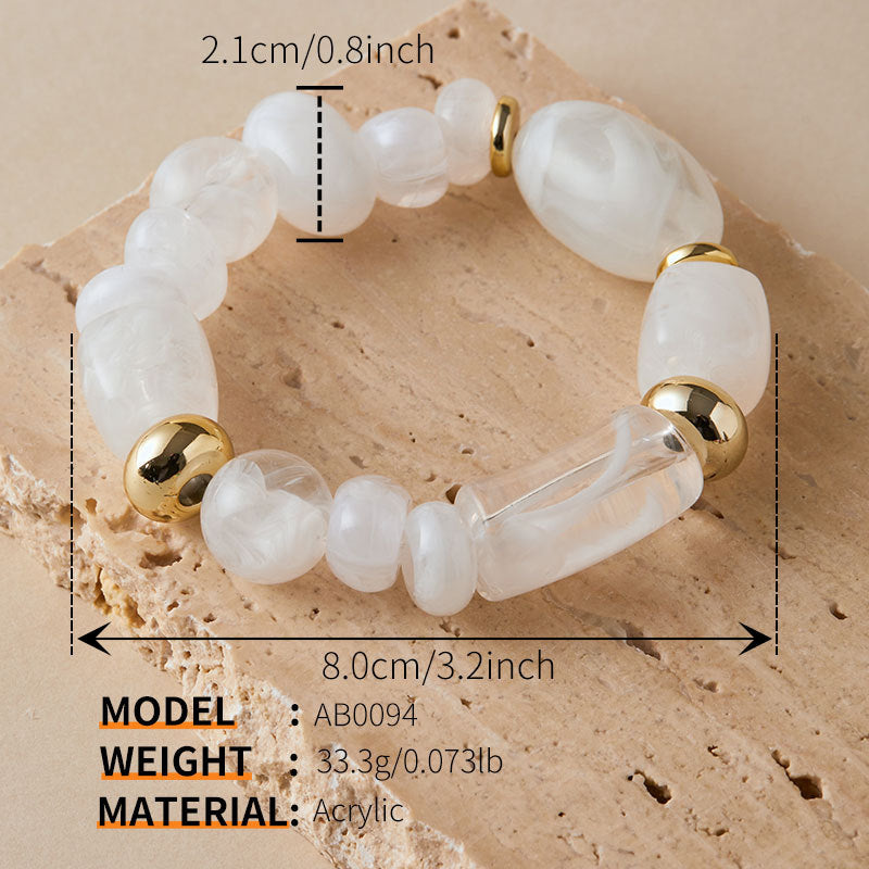 Colour-Block Elastic Acrylic Bracelet — bracelet, view 2