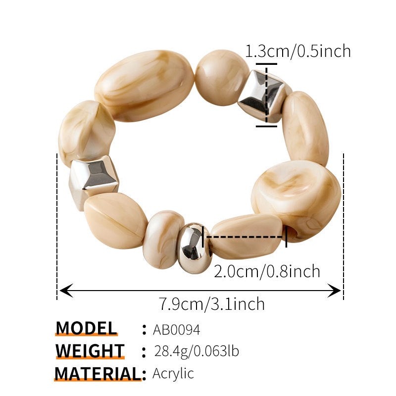 Colour-Block Elastic Acrylic Bracelet — bracelet, view 3