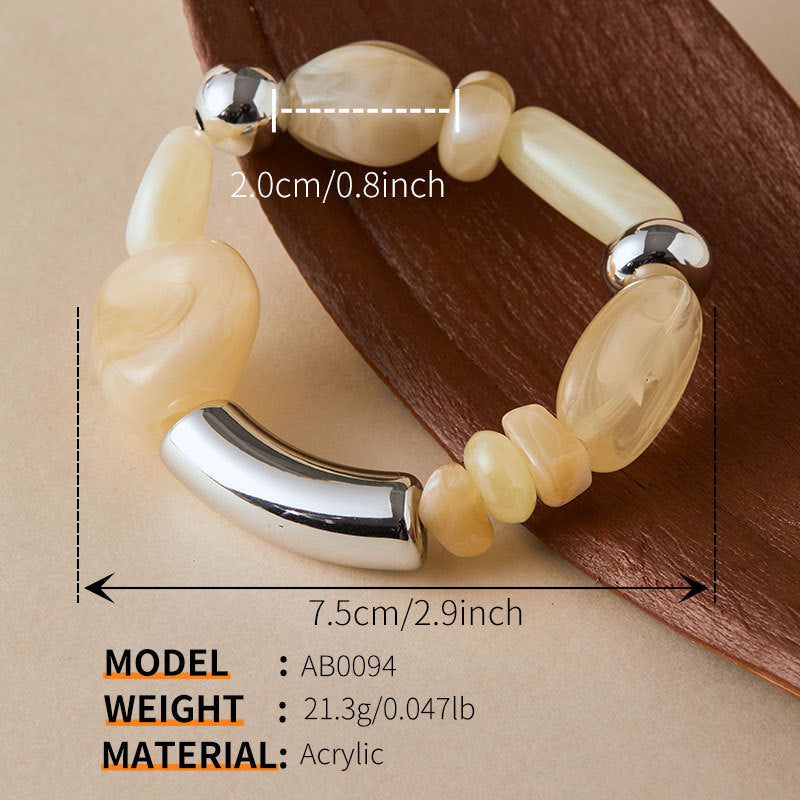 Colour-Block Elastic Acrylic Bracelet — bracelet, view 4