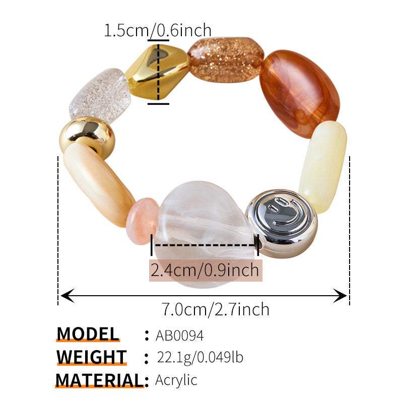 Colour-Block Elastic Acrylic Bracelet — bracelet, view 8