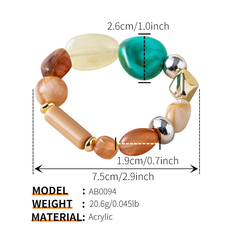 Colour-Block Elastic Acrylic Bracelet — bracelet, view 10