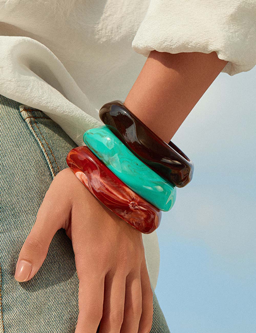 Irregular Marbled Acrylic Bracelet — bracelet