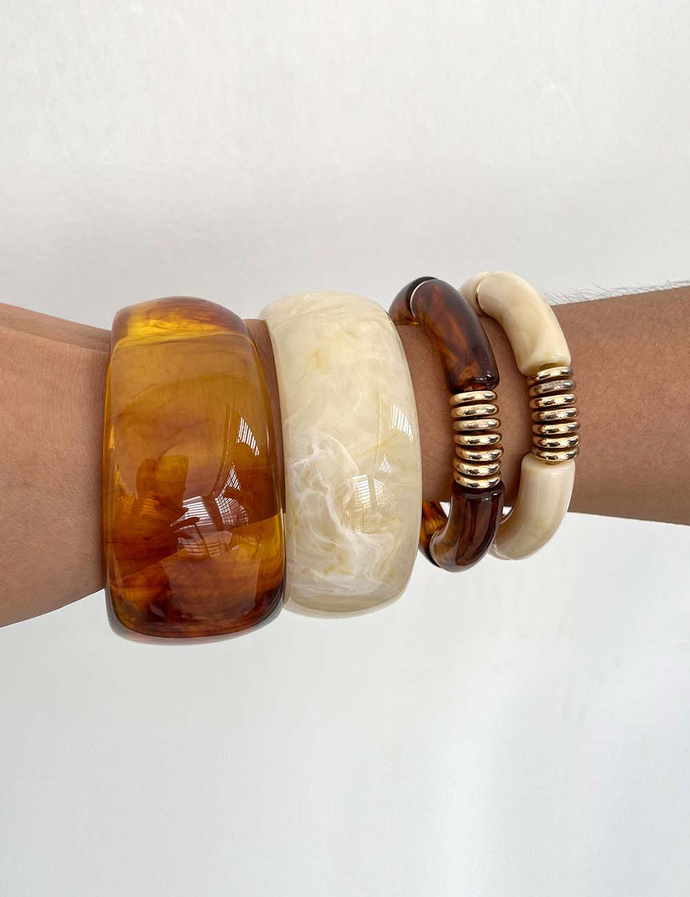 Amber Marbled Acrylic Bangle — bracelet