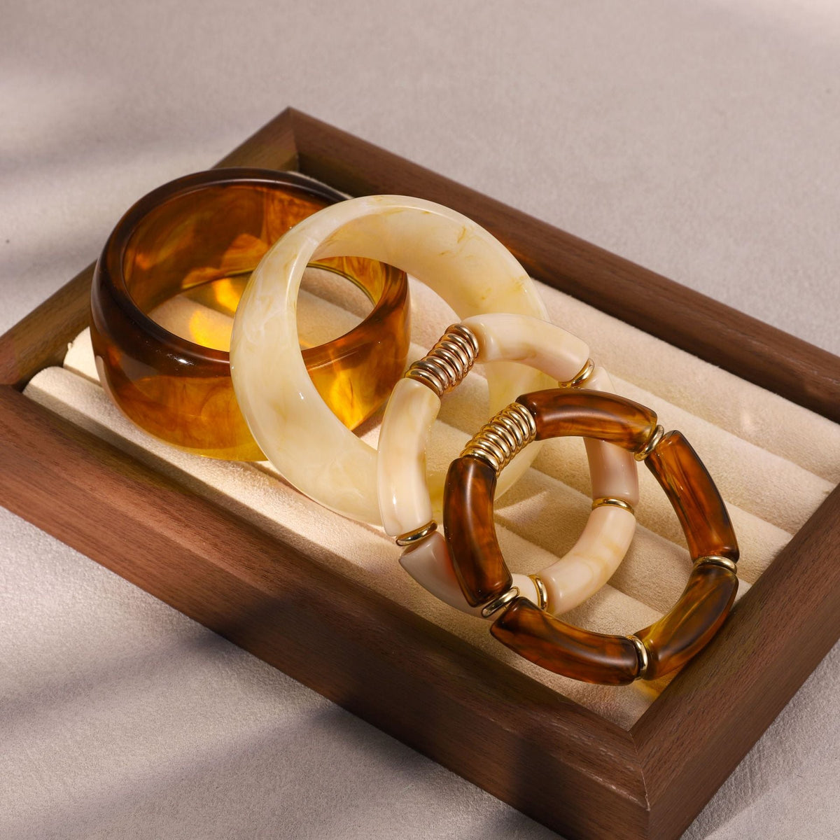 Amber Marbled Acrylic Bangle — bracelet, view 3