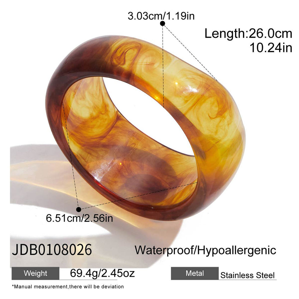 Amber Marbled Acrylic Bangle — bracelet, view 8